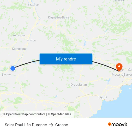 Saint-Paul-Lès-Durance to Grasse map