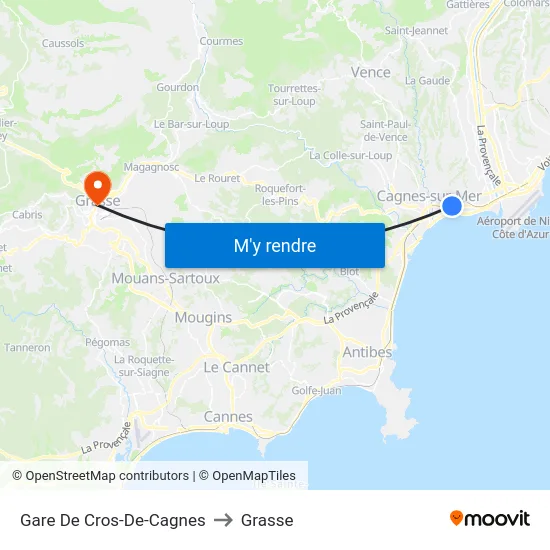 Gare De Cros-De-Cagnes to Grasse map