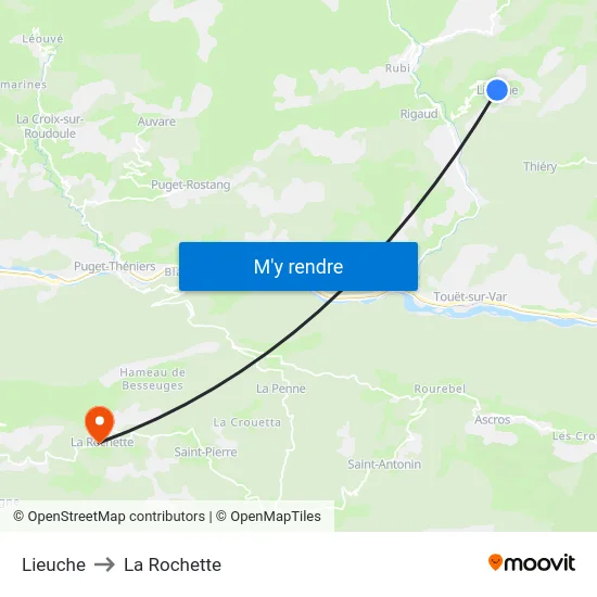 Lieuche to La Rochette map