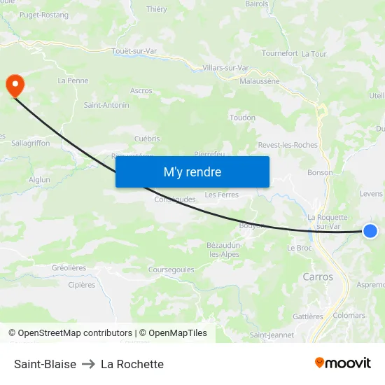 Saint-Blaise to La Rochette map