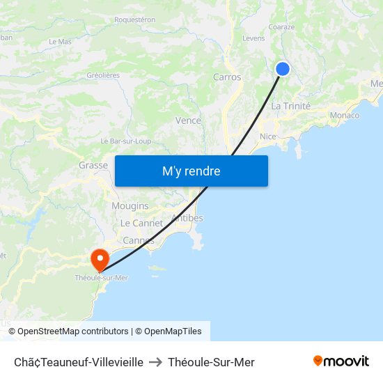 Chã¢Teauneuf-Villevieille to Théoule-Sur-Mer map