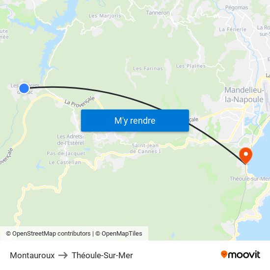 Montauroux to Théoule-Sur-Mer map