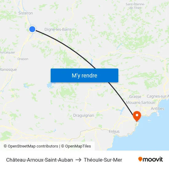 Château-Arnoux-Saint-Auban to Théoule-Sur-Mer map
