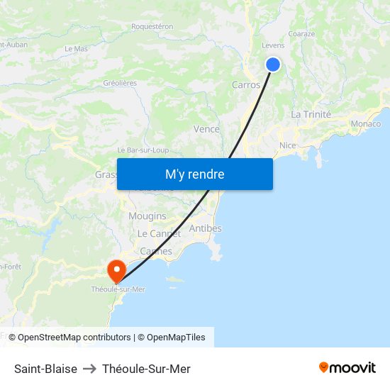 Saint-Blaise to Théoule-Sur-Mer map