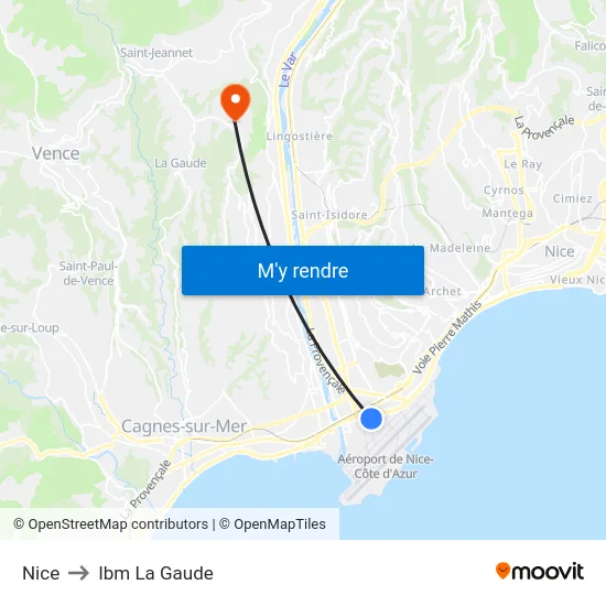 Nice to Ibm La Gaude map