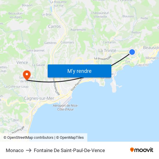 Monaco to Fontaine De Saint-Paul-De-Vence map