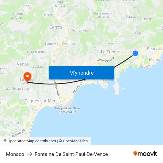 Monaco to Fontaine De Saint-Paul-De-Vence map