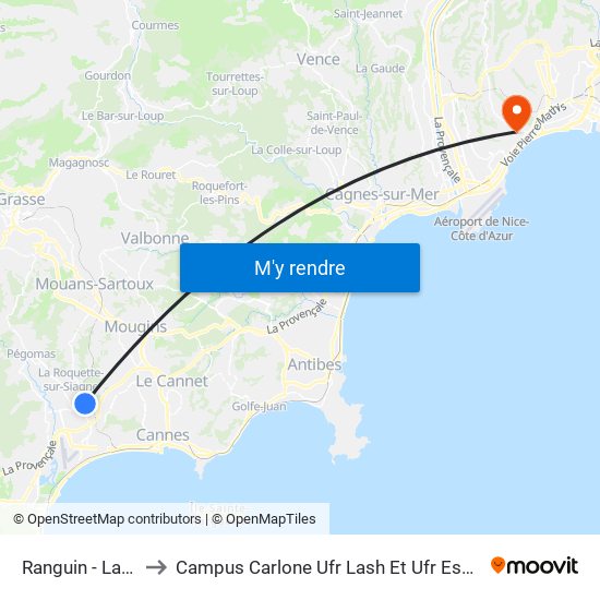 Ranguin - Lamartine to Campus Carlone Ufr Lash Et Ufr Espaces Et Cultures map