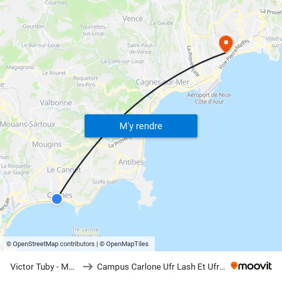 Victor Tuby - Moulin Forville to Campus Carlone Ufr Lash Et Ufr Espaces Et Cultures map
