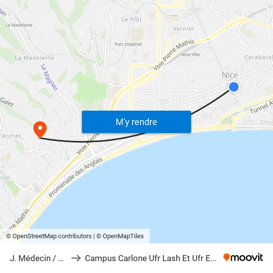 J. Médecin / Pastorelli to Campus Carlone Ufr Lash Et Ufr Espaces Et Cultures map