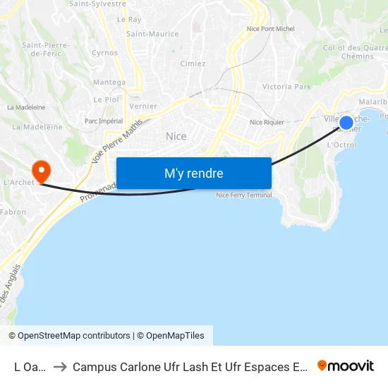 L Oasis to Campus Carlone Ufr Lash Et Ufr Espaces Et Cultures map