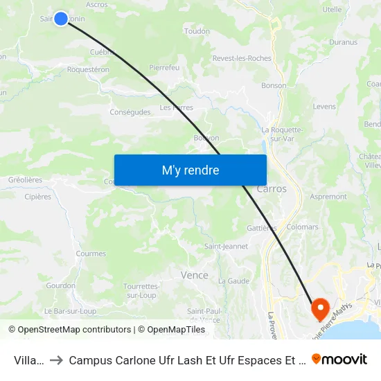 Village to Campus Carlone Ufr Lash Et Ufr Espaces Et Cultures map