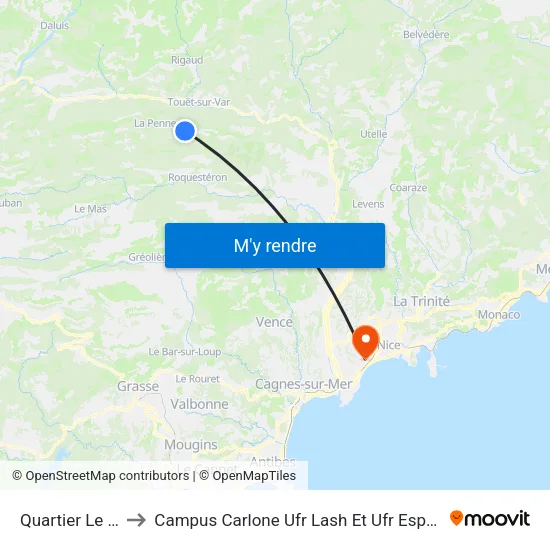 Quartier Le Strech to Campus Carlone Ufr Lash Et Ufr Espaces Et Cultures map