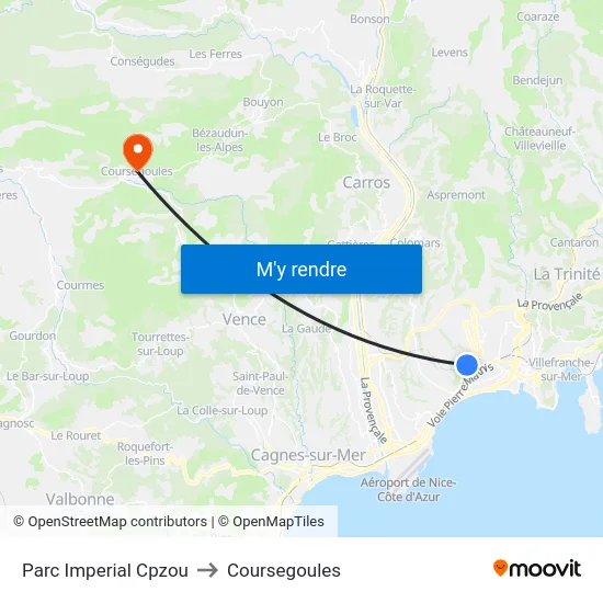 Parc Imperial Cpzou to Coursegoules map