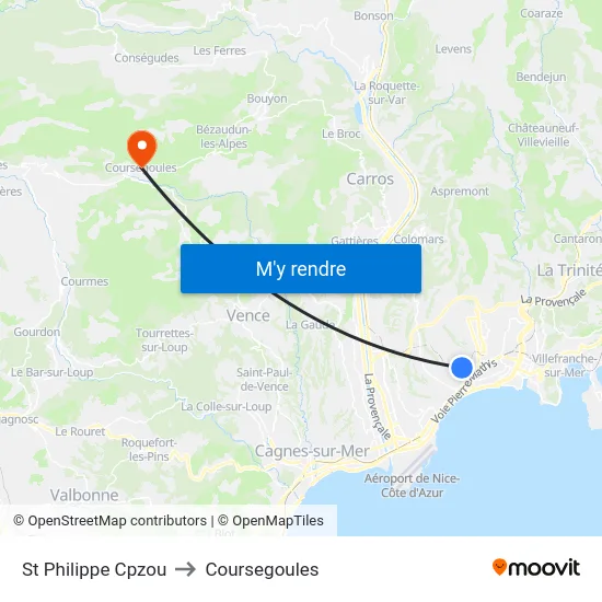 St Philippe Cpzou to Coursegoules map