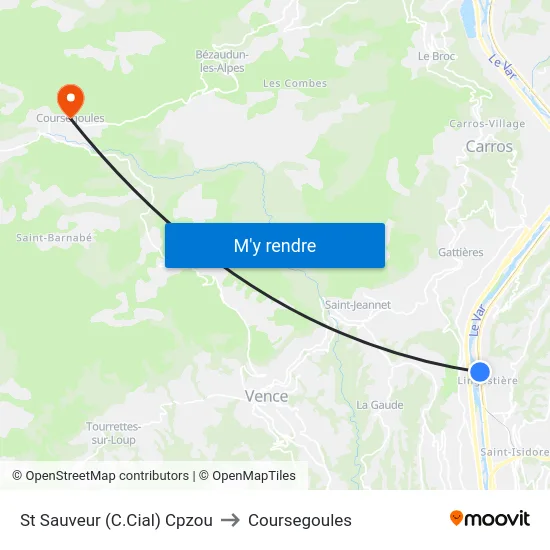 St Sauveur (C.Cial) Cpzou to Coursegoules map