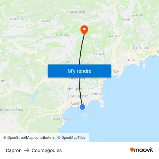 Capron to Coursegoules map