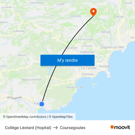 Collège Léotard (Hopital) to Coursegoules map