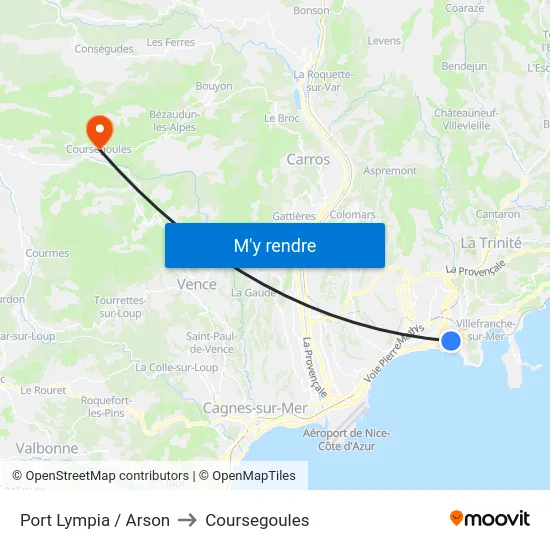 Port Lympia / Arson to Coursegoules map