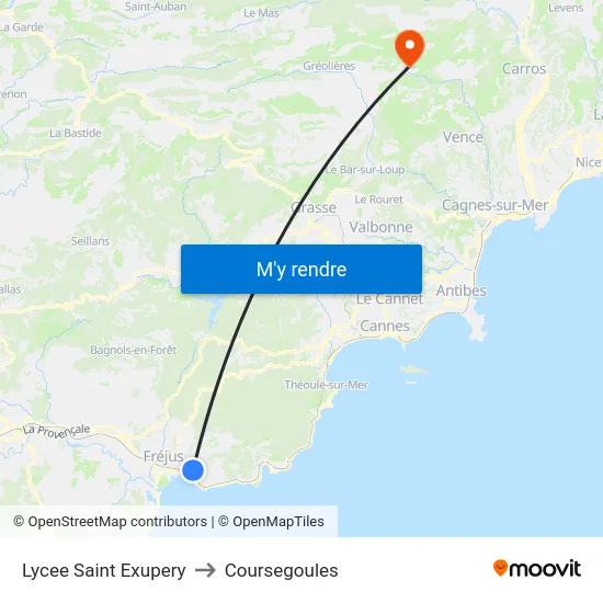 Lycee Saint Exupery to Coursegoules map