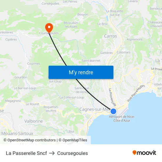 La Passerelle Sncf to Coursegoules map