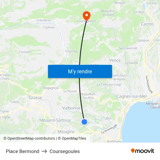 Place Bermond to Coursegoules map