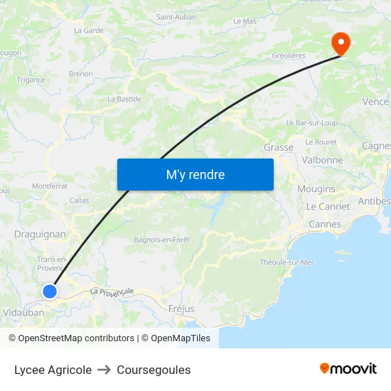 Lycee Agricole to Coursegoules map