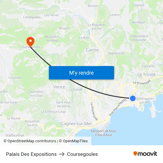 Palais Des Expositions to Coursegoules map
