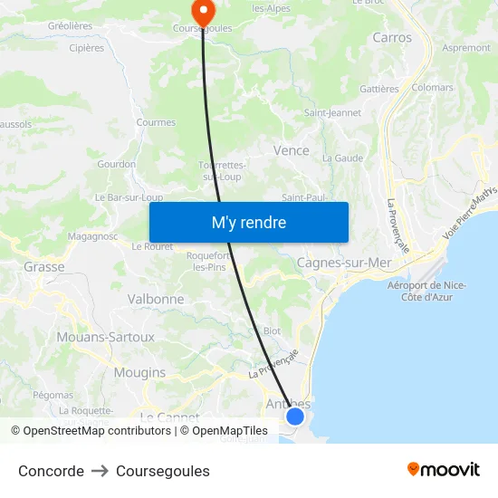 Concorde to Coursegoules map