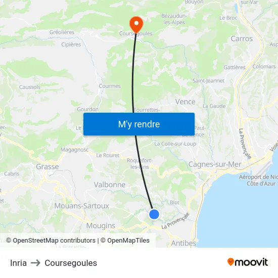 Inria to Coursegoules map