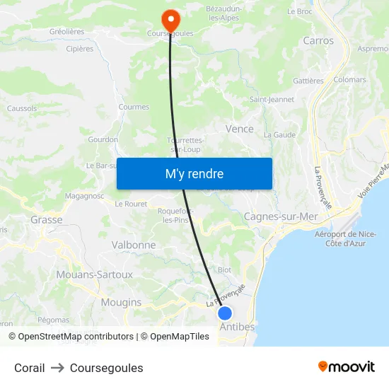 Corail to Coursegoules map