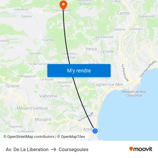 Av. De La Liberation to Coursegoules map