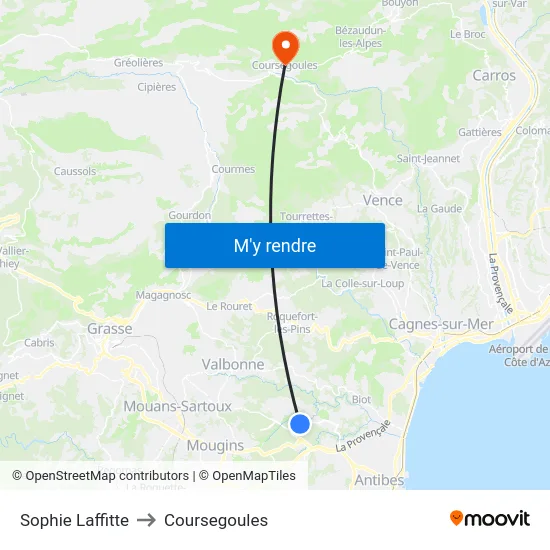 Sophie Laffitte to Coursegoules map