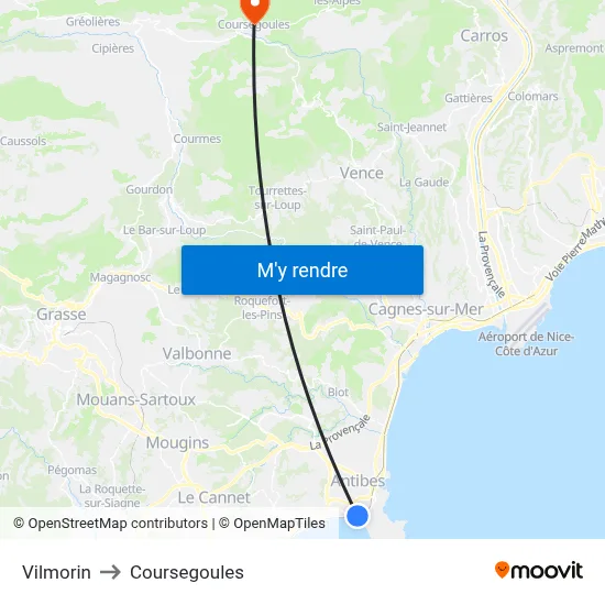 Vilmorin to Coursegoules map