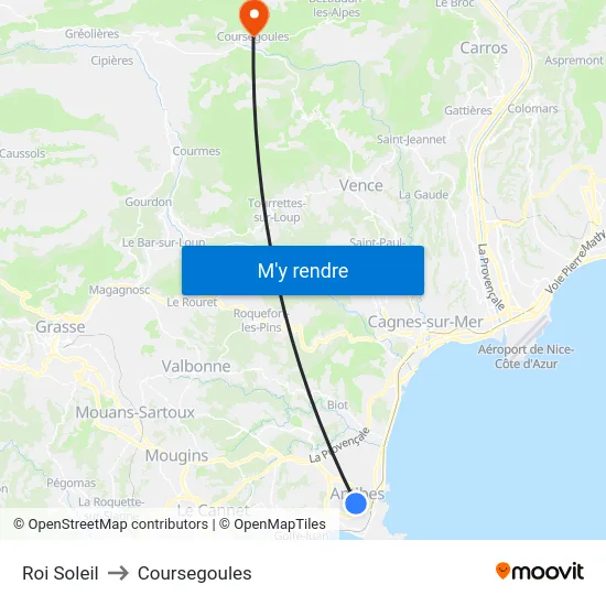 Roi Soleil to Coursegoules map