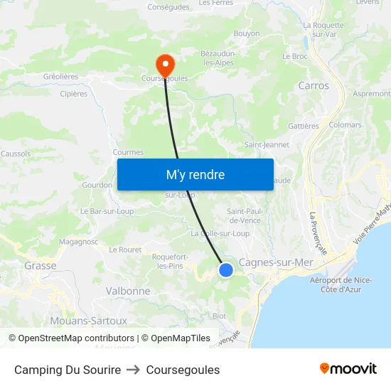 Camping Du Sourire to Coursegoules map