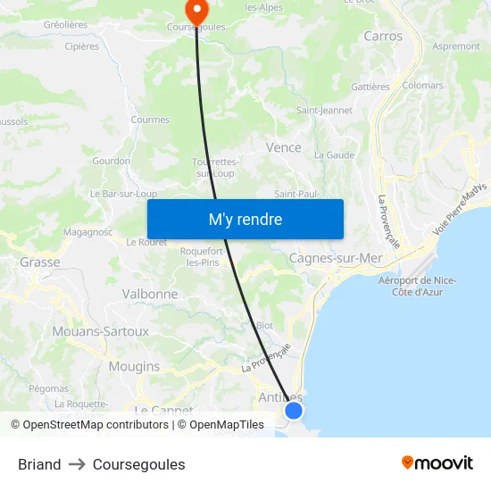 Briand to Coursegoules map