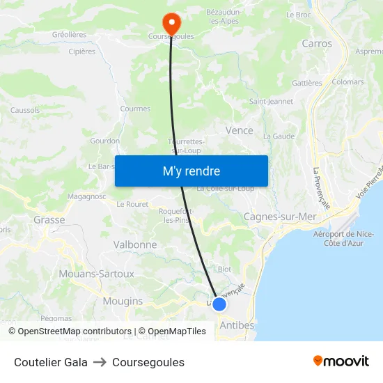 Coutelier Gala to Coursegoules map