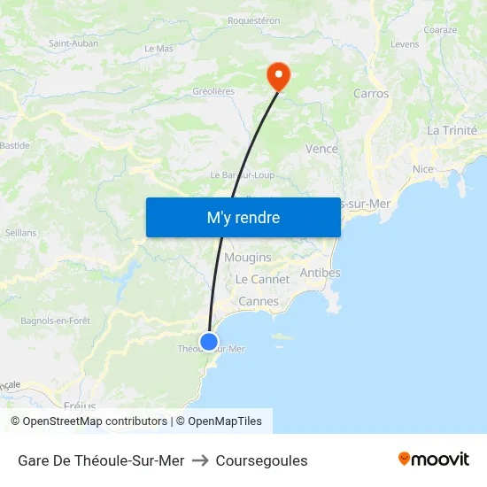Gare De Théoule-Sur-Mer to Coursegoules map