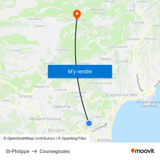 St-Philippe to Coursegoules map
