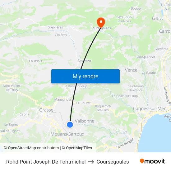 Rond Point Joseph De Fontmichel to Coursegoules map