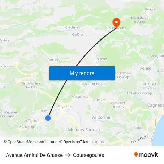 Avenue Amiral De Grasse to Coursegoules map