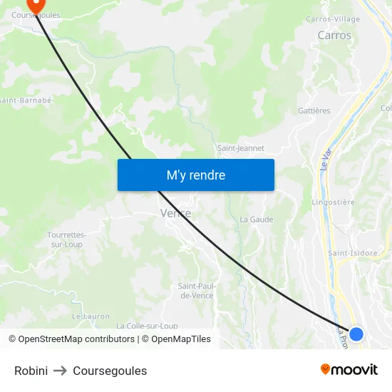 Robini to Coursegoules map