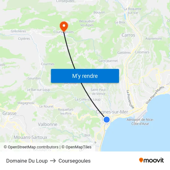 Domaine Du Loup to Coursegoules map