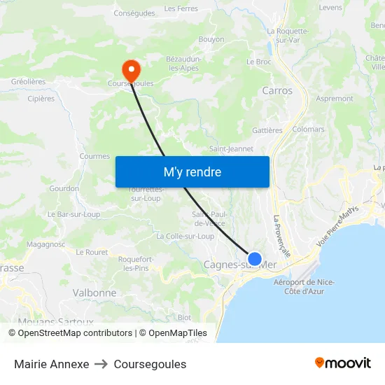 Mairie Annexe to Coursegoules map
