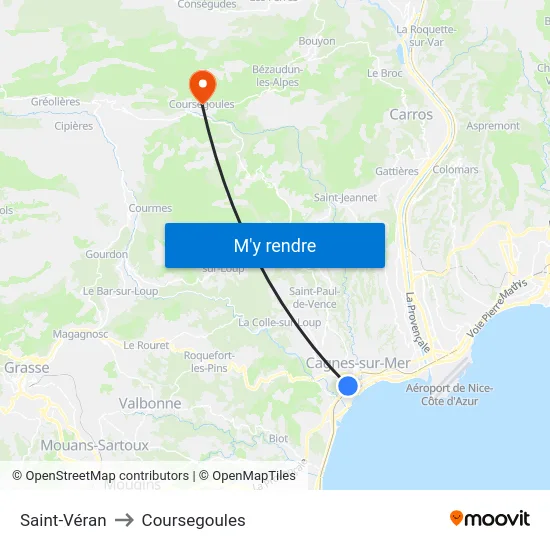 Saint-Véran to Coursegoules map