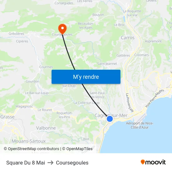 Square Du 8 Mai to Coursegoules map