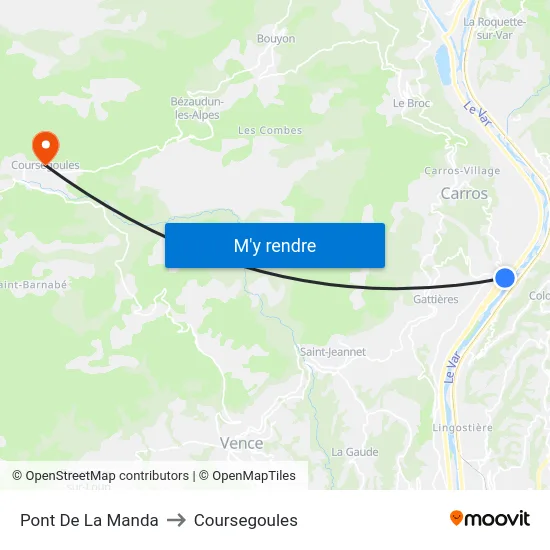 Pont De La Manda to Coursegoules map