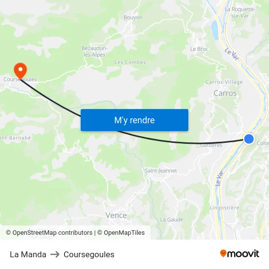 La Manda to Coursegoules map