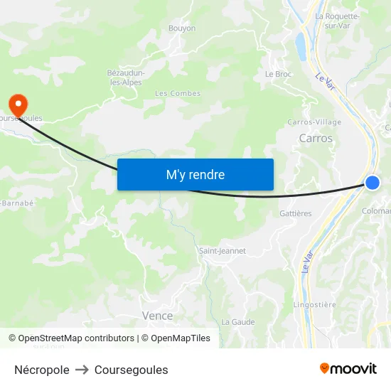 Nécropole to Coursegoules map